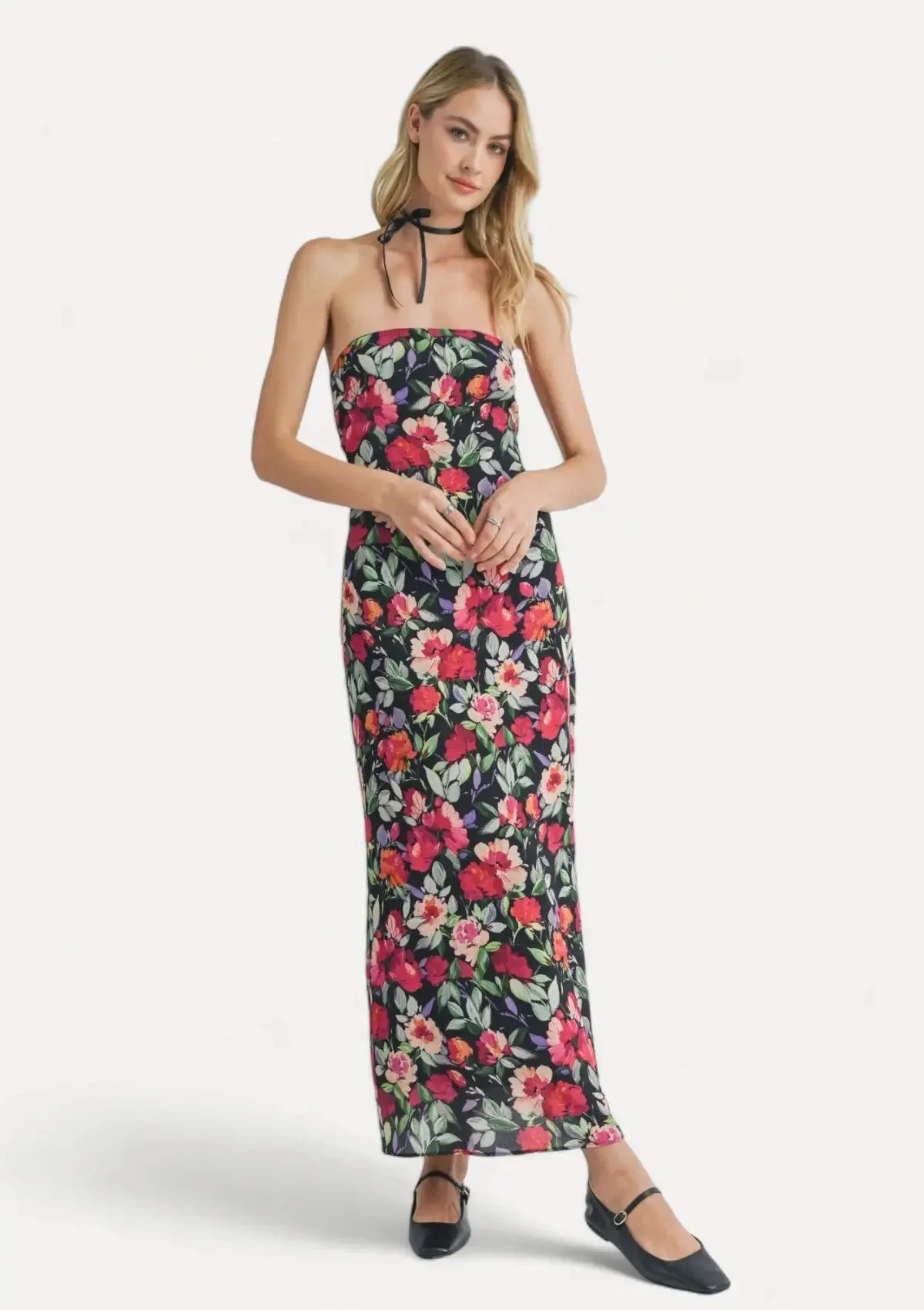 A Night In Tube Midi Dress - Black Multi
