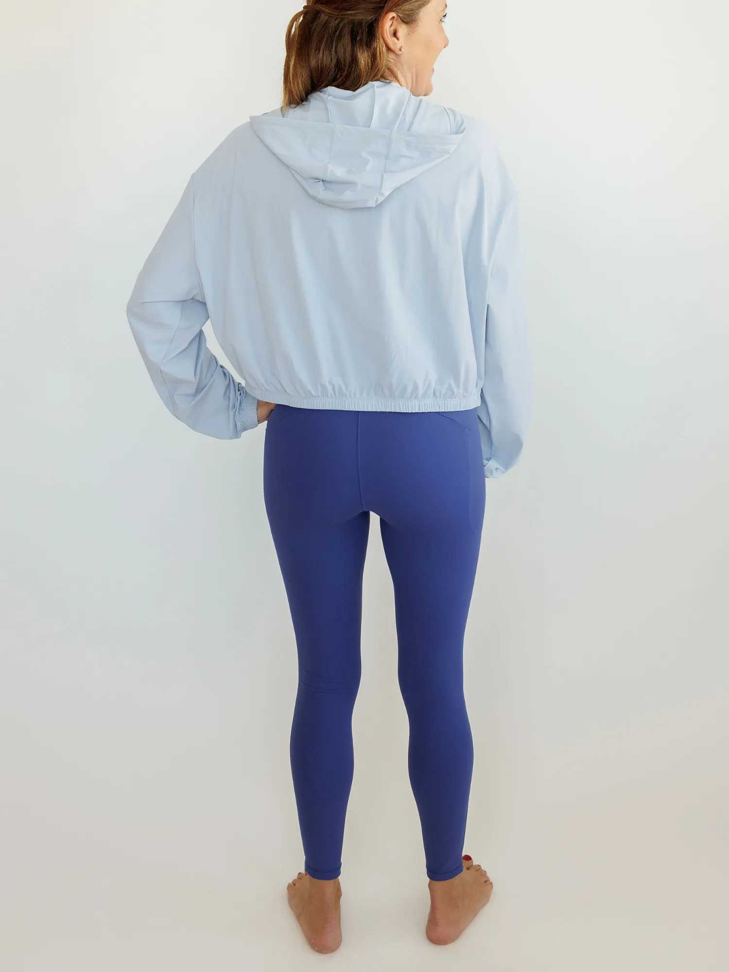 Baby Blue "Isla" Lightweight Drawstring Hooded Full Zip Jacket
