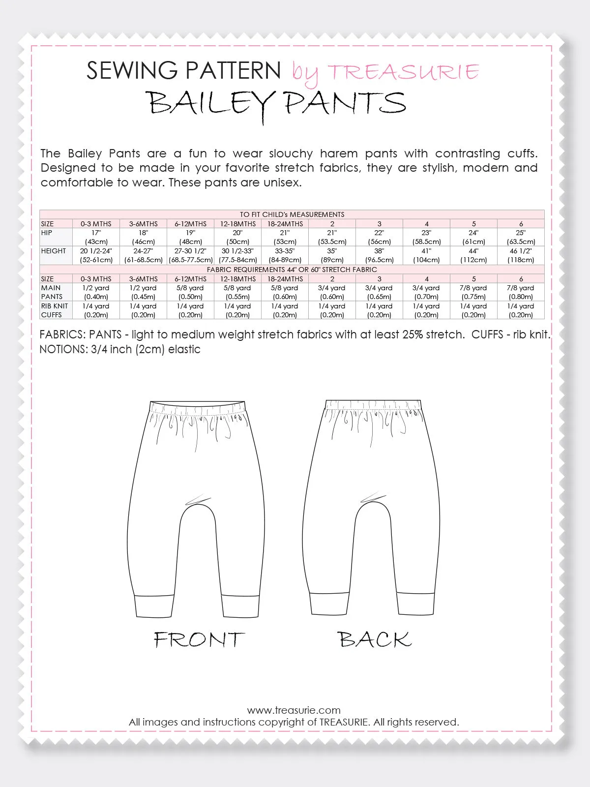 BAILEY - Baggy Pants Pattern (O-6T) P401-L