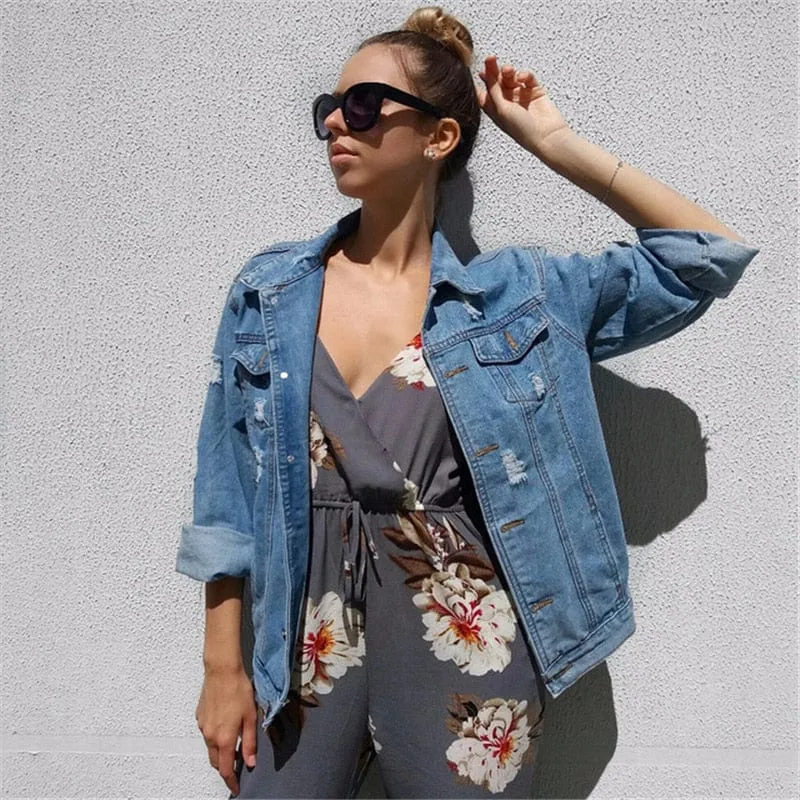 Basic Distressed Denim Jacket