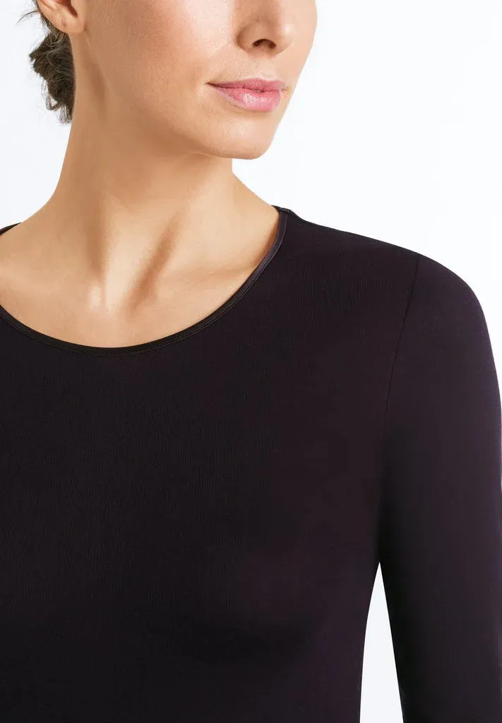 Cotton Seamless Long Sleeved Top - Black