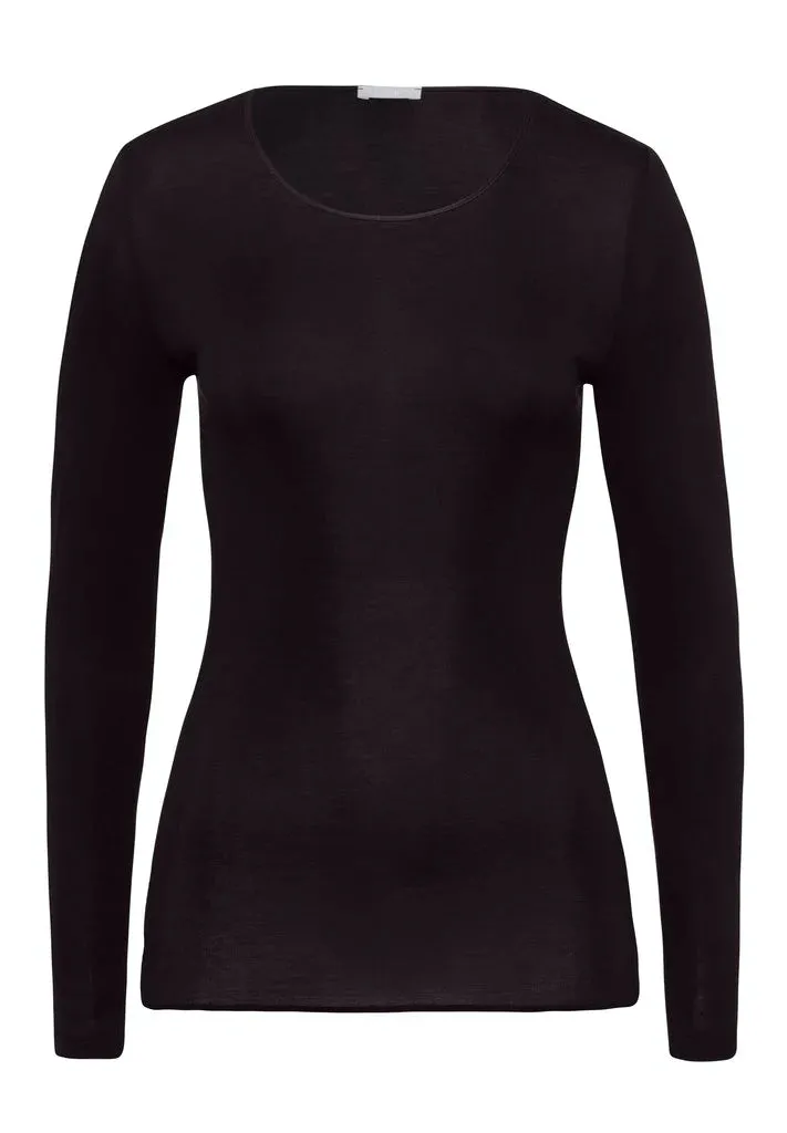 Cotton Seamless Long Sleeved Top - Black