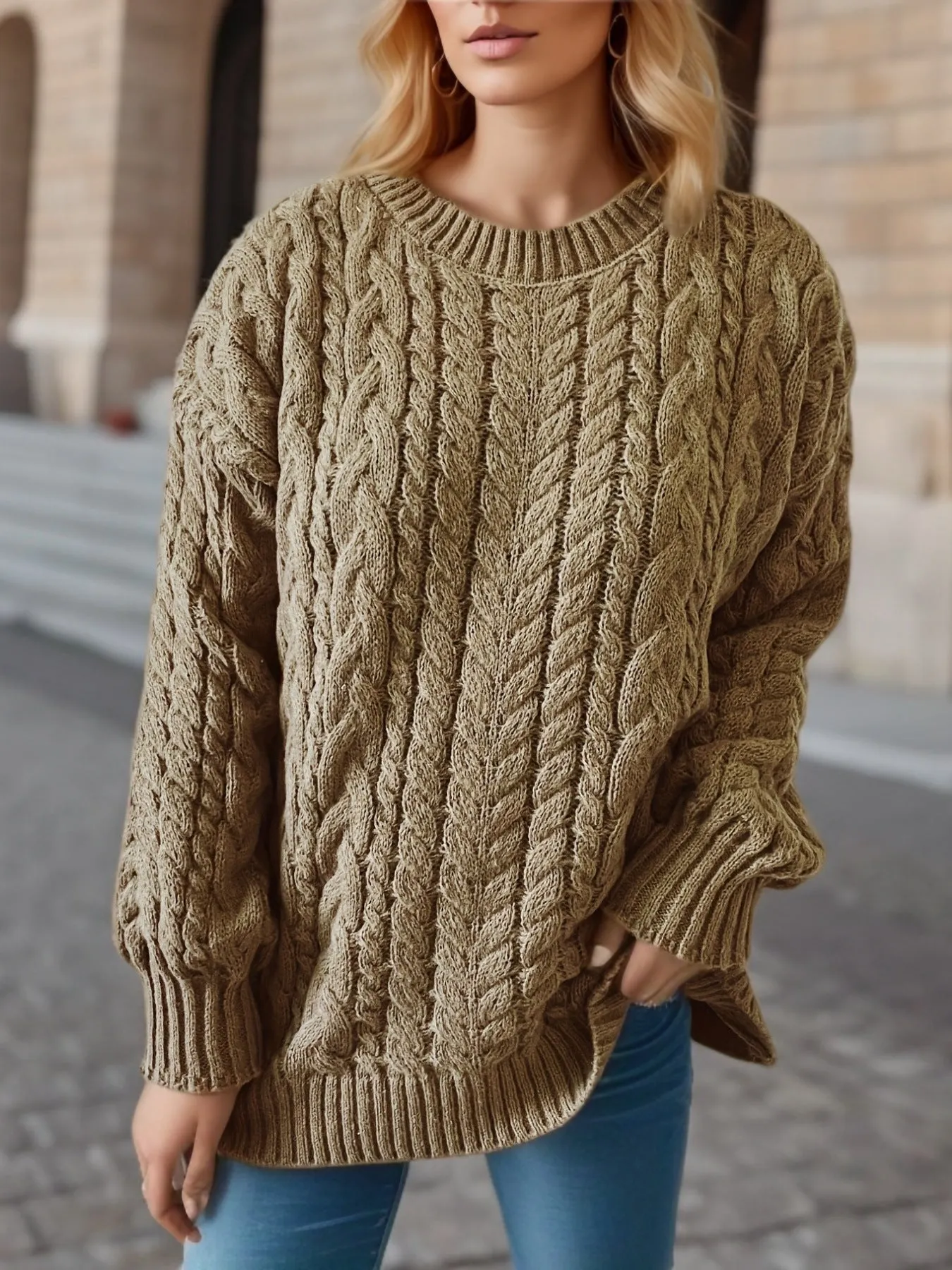 Fashion Vintage Vertical Stripes Twist Knitted Sweater