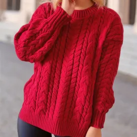 Fashion Vintage Vertical Stripes Twist Knitted Sweater