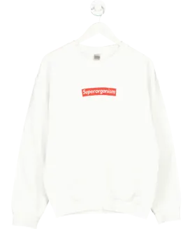 Gildan White Sweatshirt With Superorganism Graphic UK M