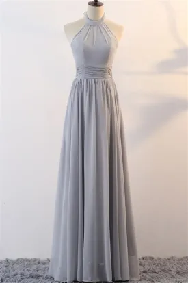 Grey Chiffon Long Mismatched Bridesmaid Dresses