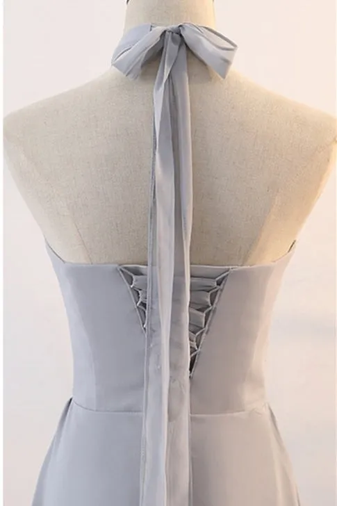 Grey Chiffon Long Mismatched Bridesmaid Dresses