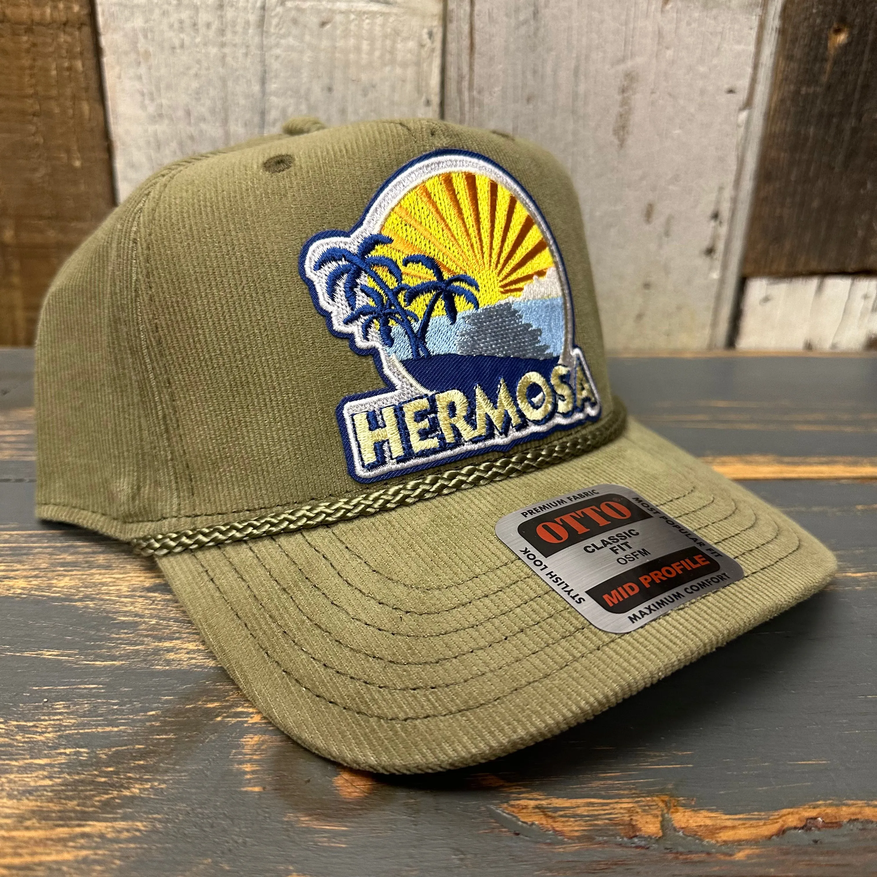Hermosa Beach FIESTA Corduroy Baseball Cap - Olive Green