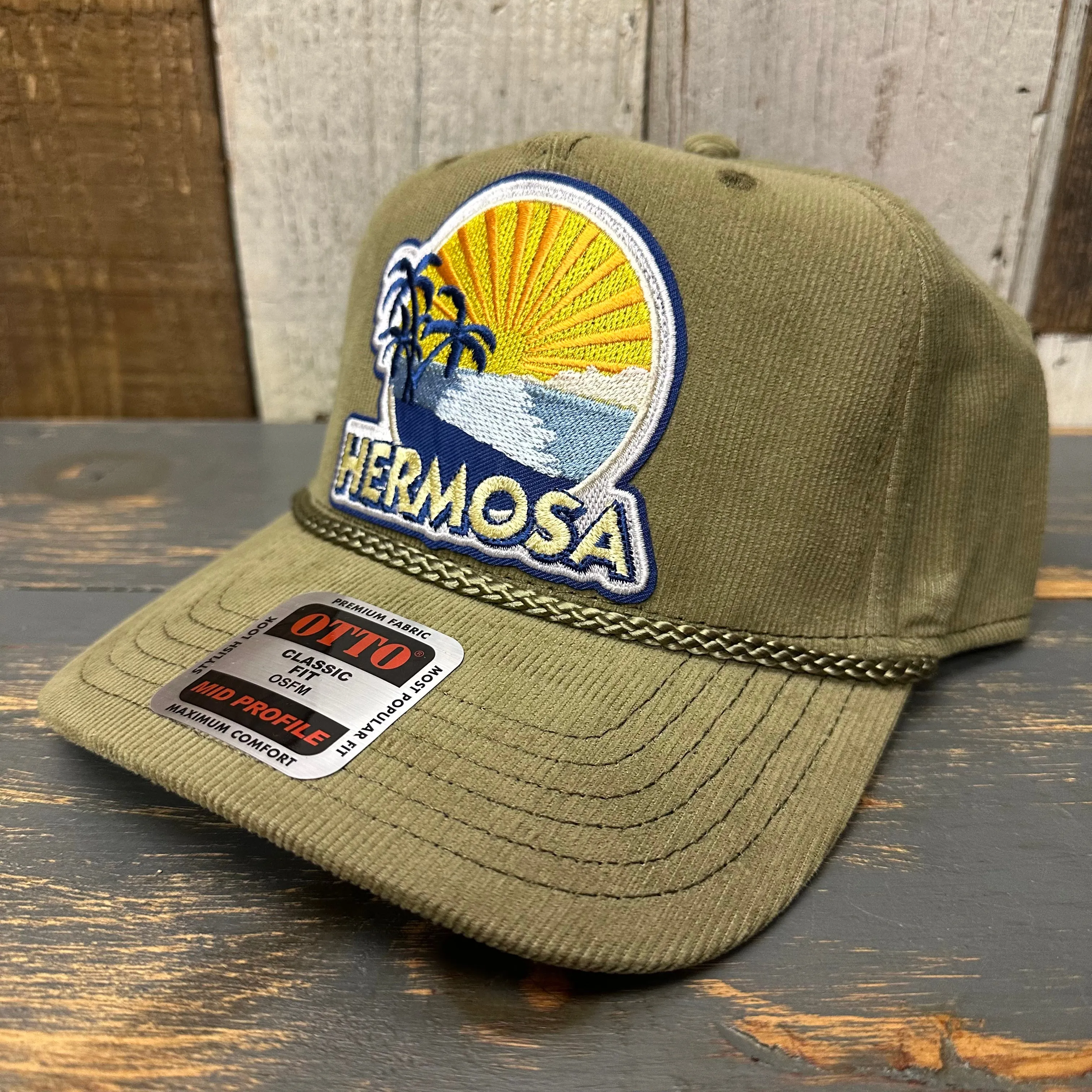 Hermosa Beach FIESTA Corduroy Baseball Cap - Olive Green
