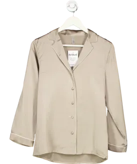 intimissimi Grey Mannish-cut Long Sleeve Silk Satin Shirt UK S