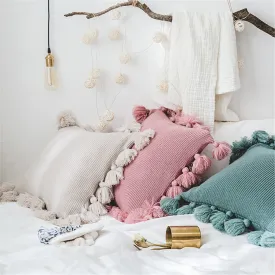 Knitted Tassel Pillow Case