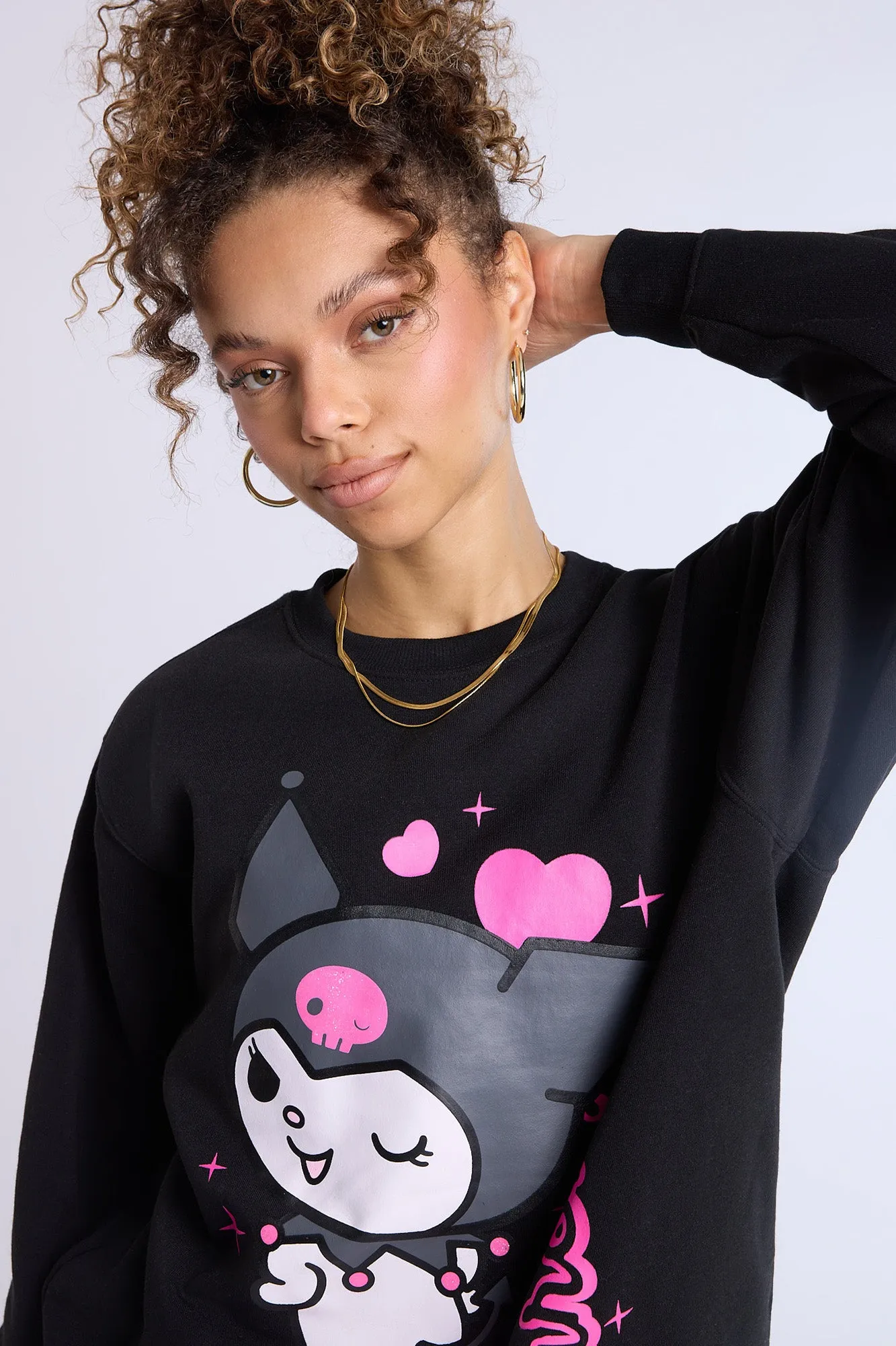 Kuromi Graphic Crew Neck Oversized Sweatshirt