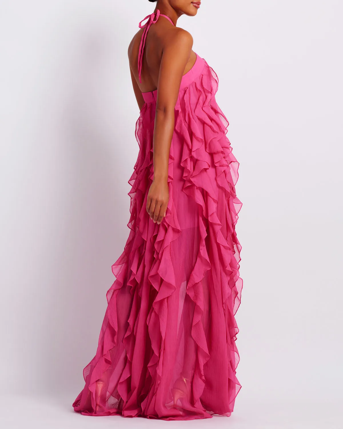 Ruffle Halterneck Maxi Dress
