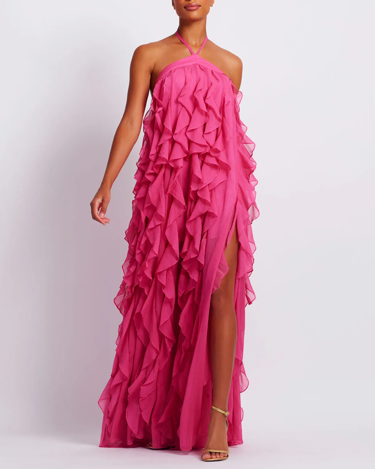 Ruffle Halterneck Maxi Dress