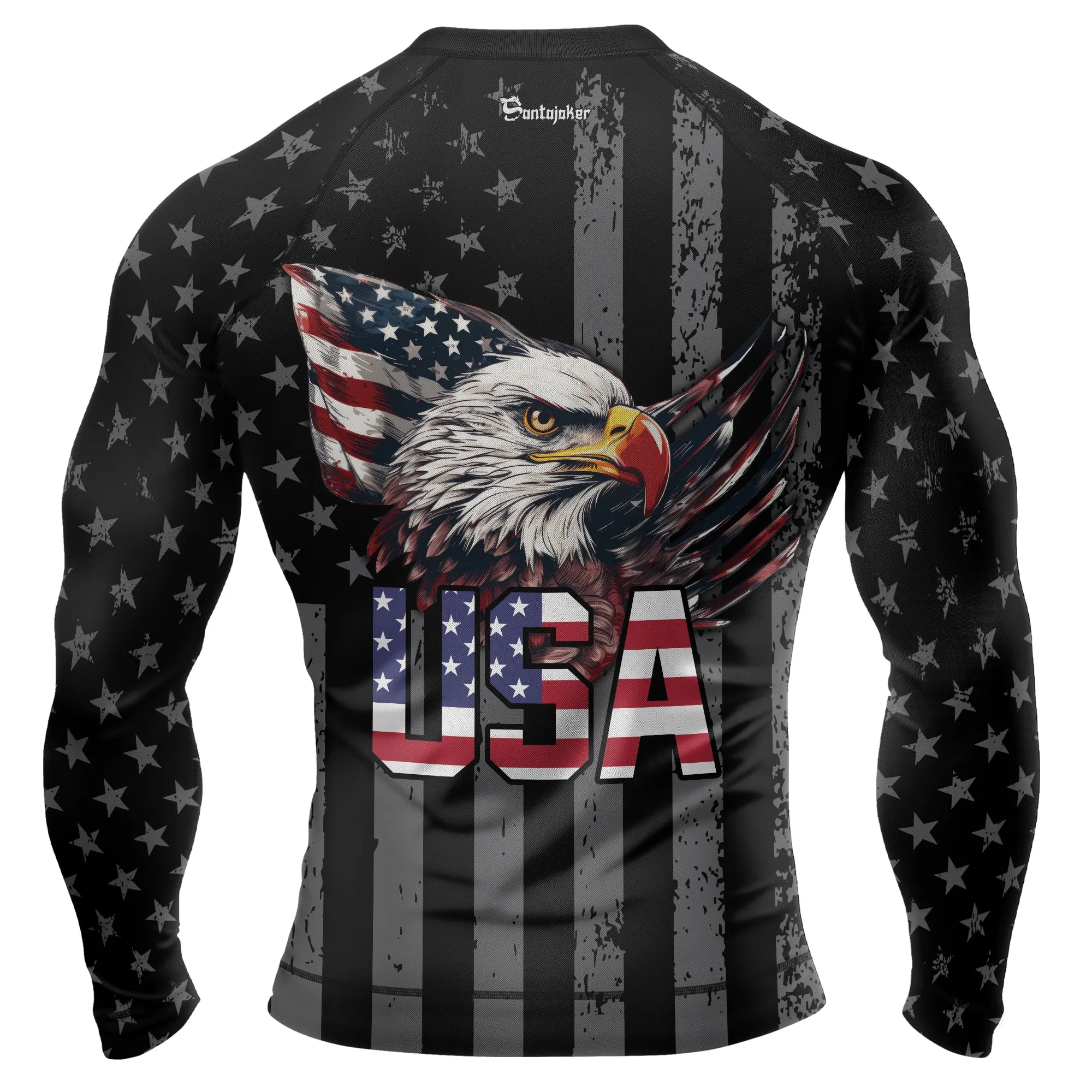 USA Flag Eagle Men's Long Sleeve Rash Guard