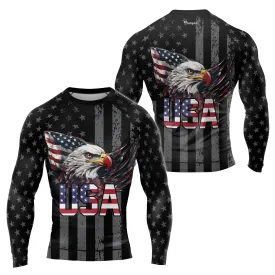 USA Flag Eagle Men's Long Sleeve Rash Guard