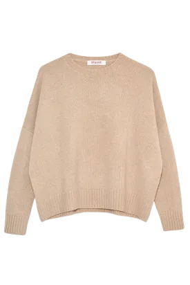 Wide Cashmere Pullover in Beige Melange